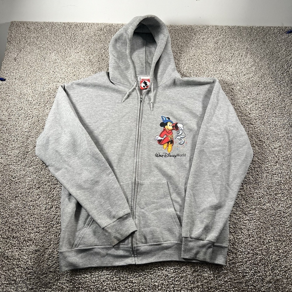 Vintage 90s Streetwear Disney Sweater Mens Large Gray Mickey Inc USA Made Hoodie